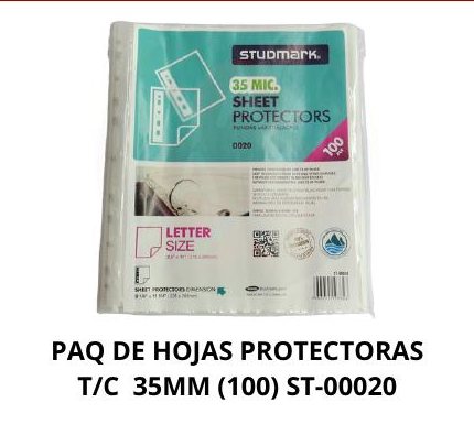 PAQ DE HOJAS PROTECTORAS T/C  35MM (100)