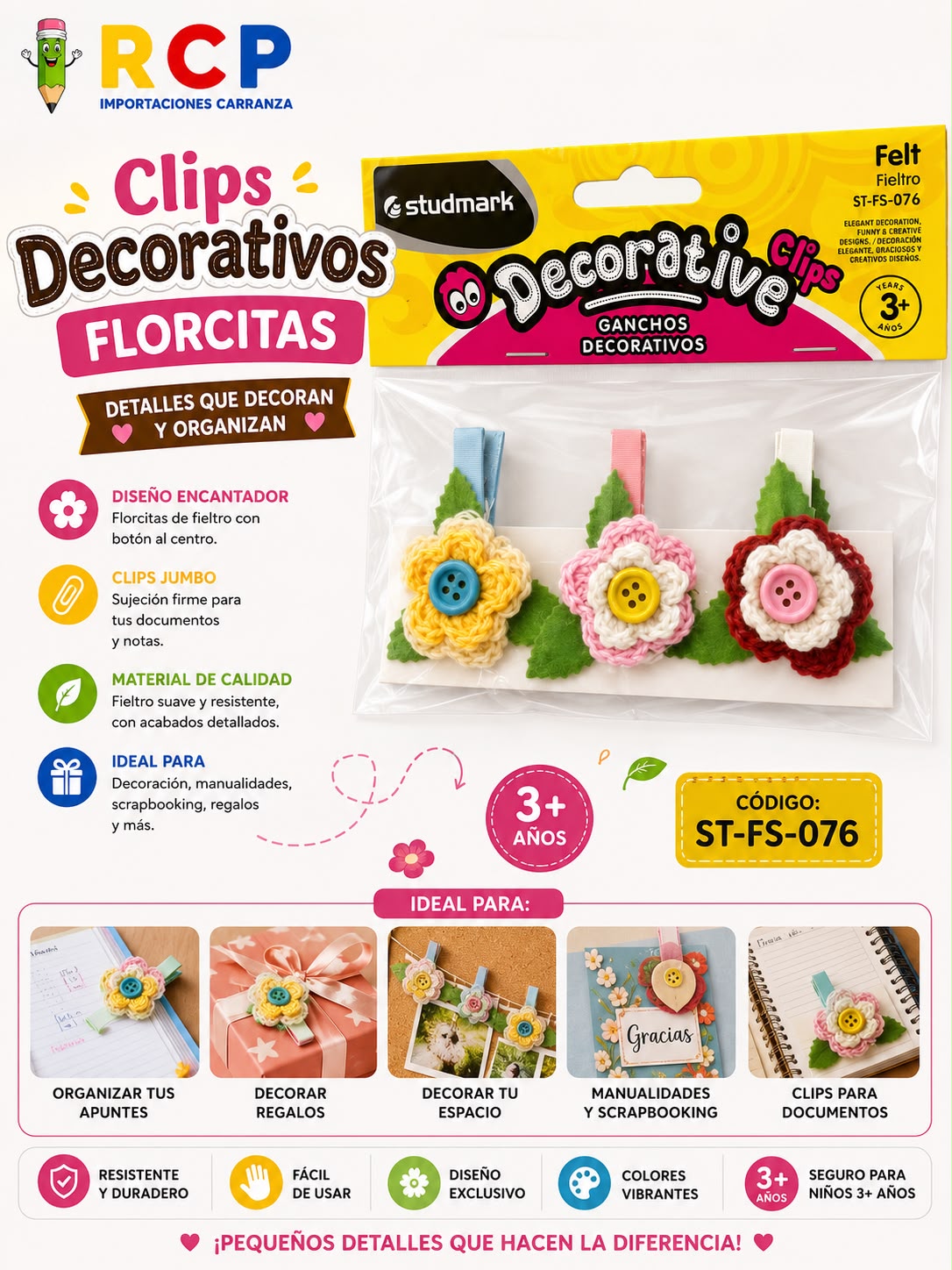 CLIP JUMBO  DECORATIVO DE FLOR