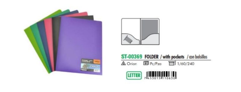 FOLDER T/C PLASTICO CON SOLAPA  STD