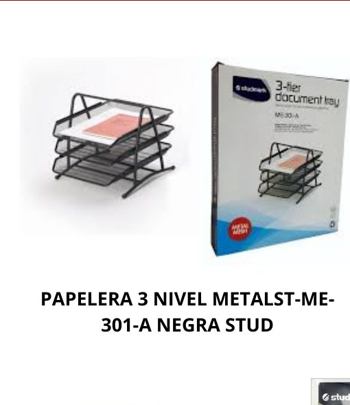 PAPELERA 3 NIVEL METALST-ME-301-A NEGRA STUD