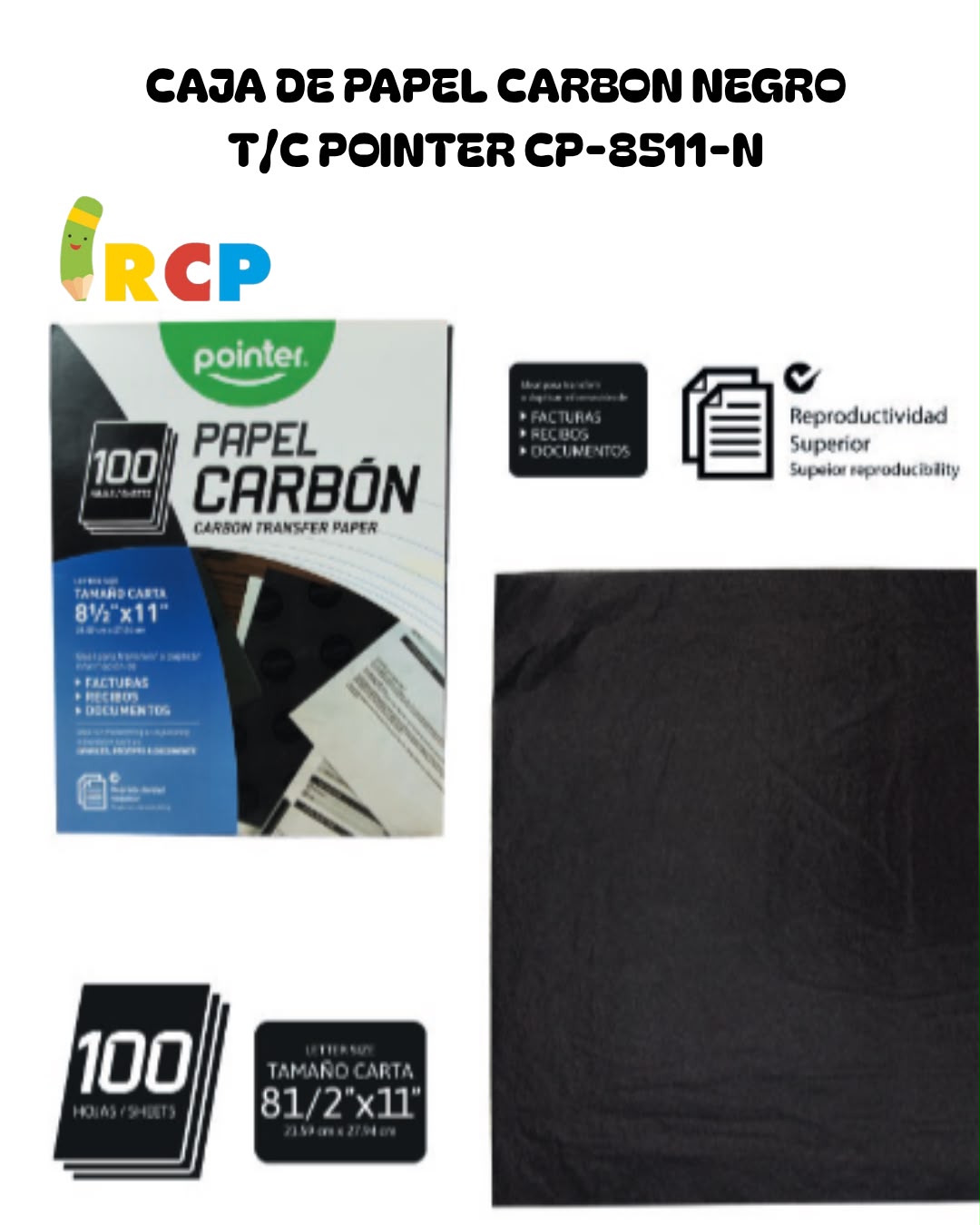 CAJA DE PAPEL CARBON NEGRO T/C POINTER
