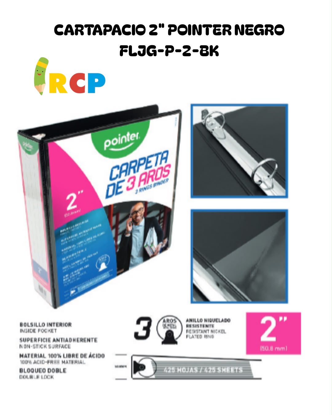 CARTAPACIO 2" POINTER NEGRO