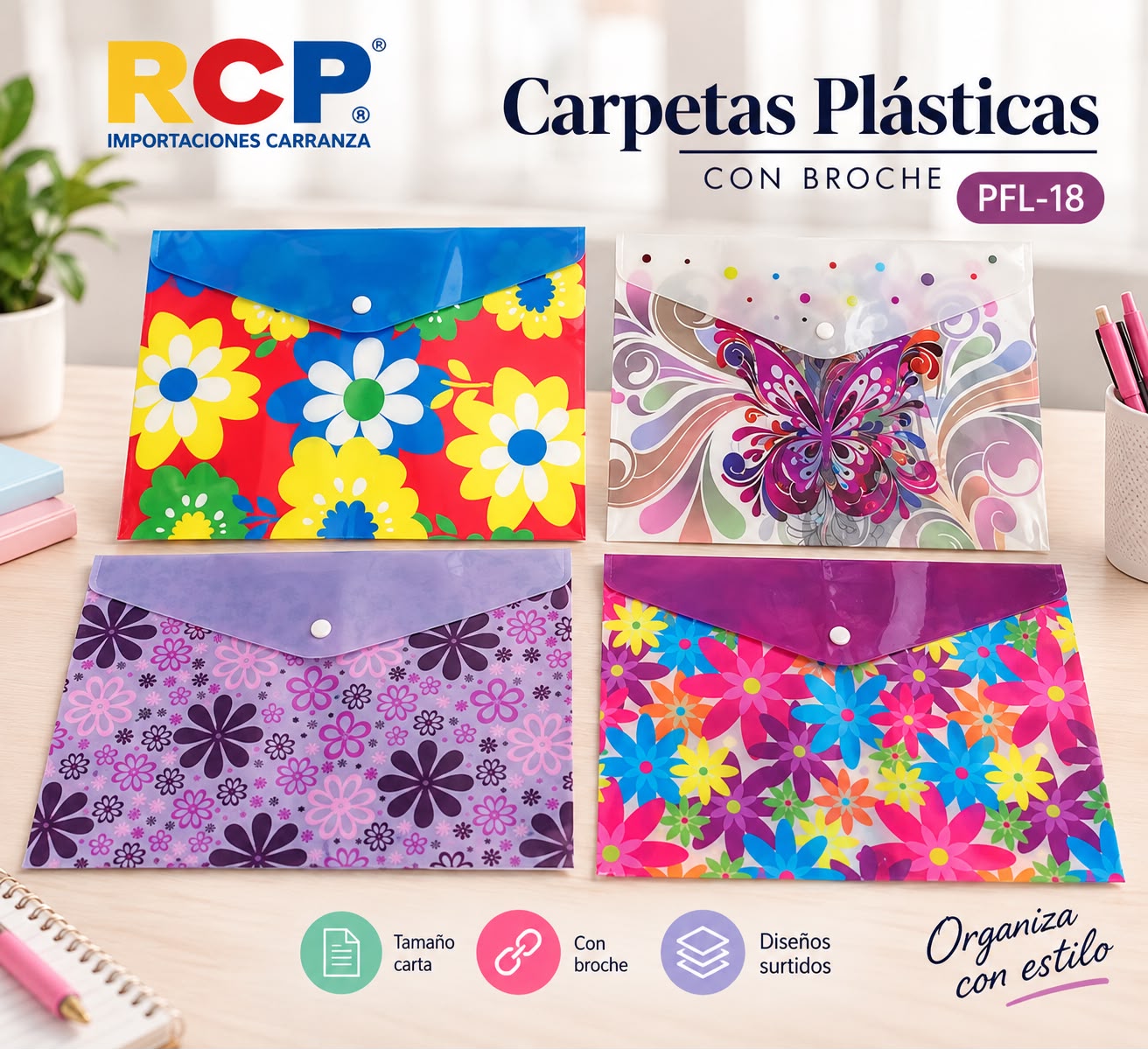 BOLSA C/ BROCHE T/CARTA FLOR PFL-18 HOR