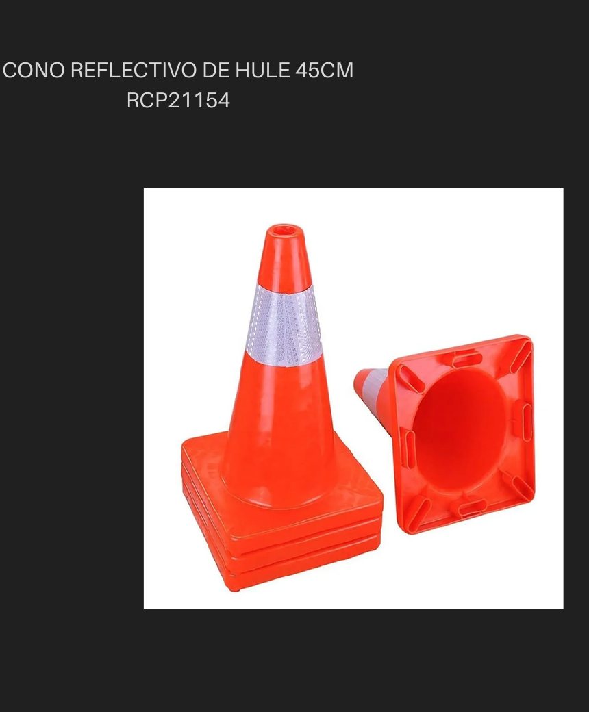 CONO REFLECTIVO DE HULE 45CM