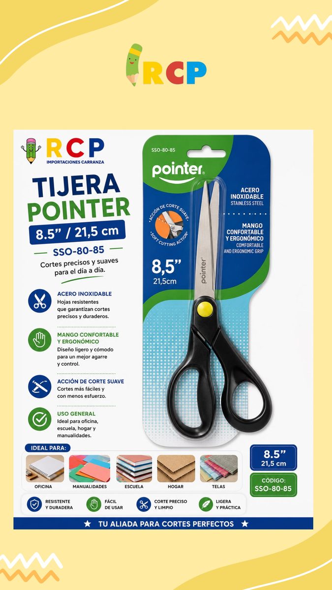 TIJERA 8.5" MANGO PLASTICO POINTER