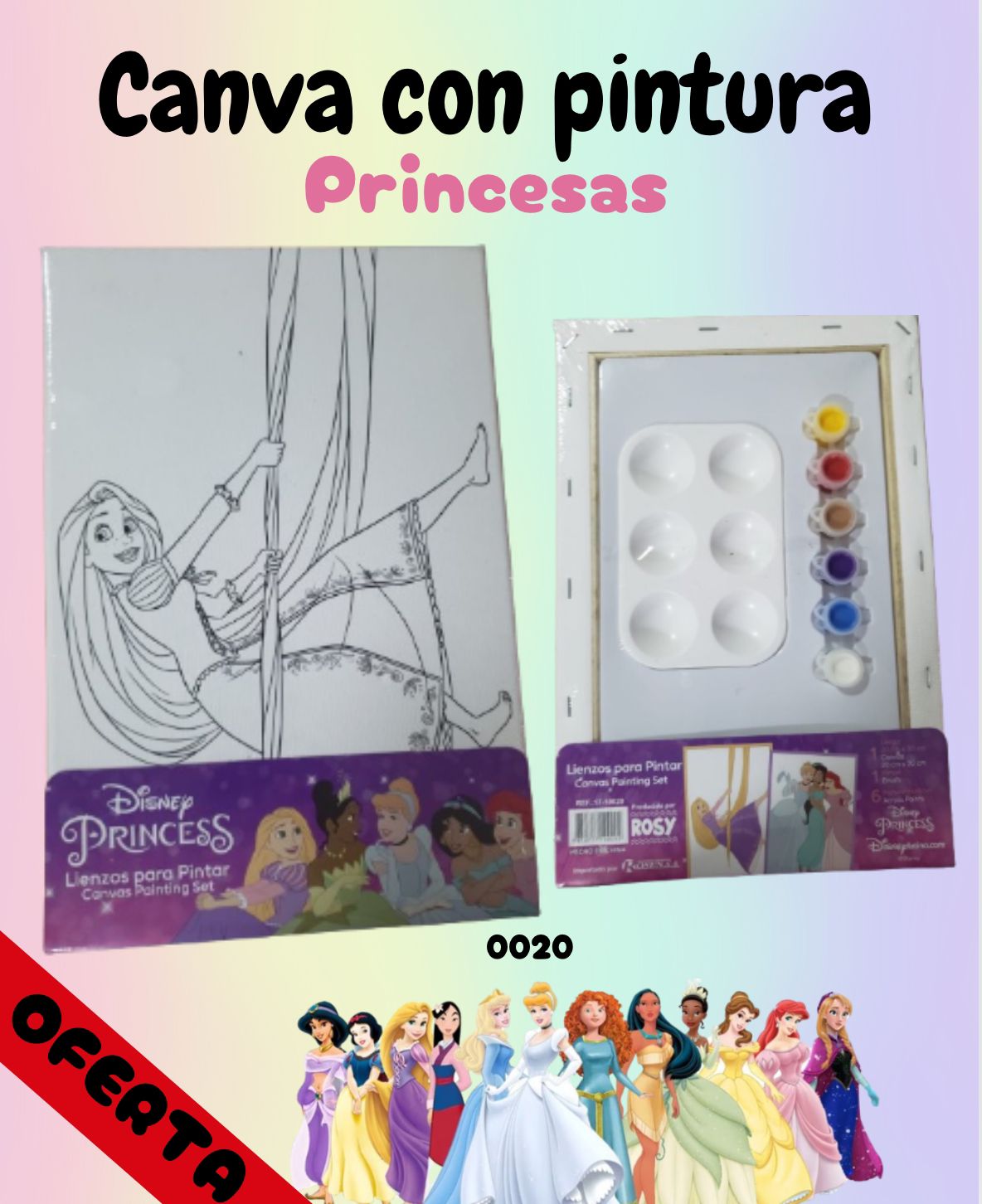 CANVA 20X30 CON PINTURA PRINCESAS