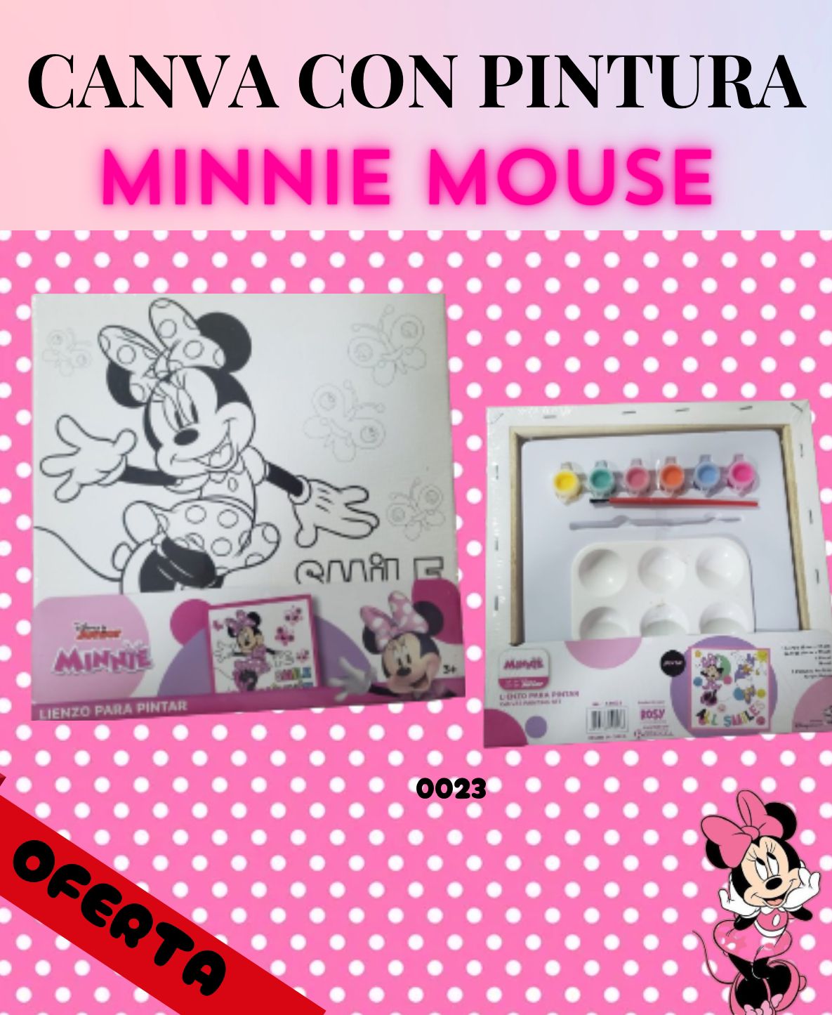 CANVA 25X25 CON PINTURA MINNIE