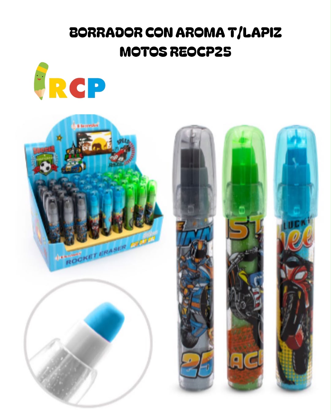 BORRADOR C/AROMA T/LAPIZ MOTOS