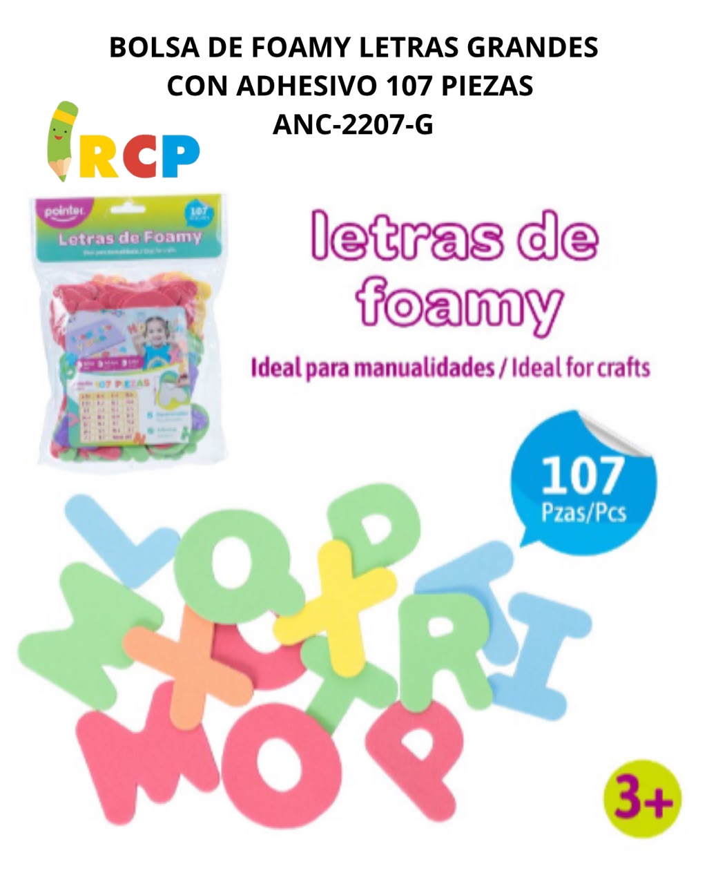 BOLSA DE FOAMY LETRAS GD ADH 107PZAS.