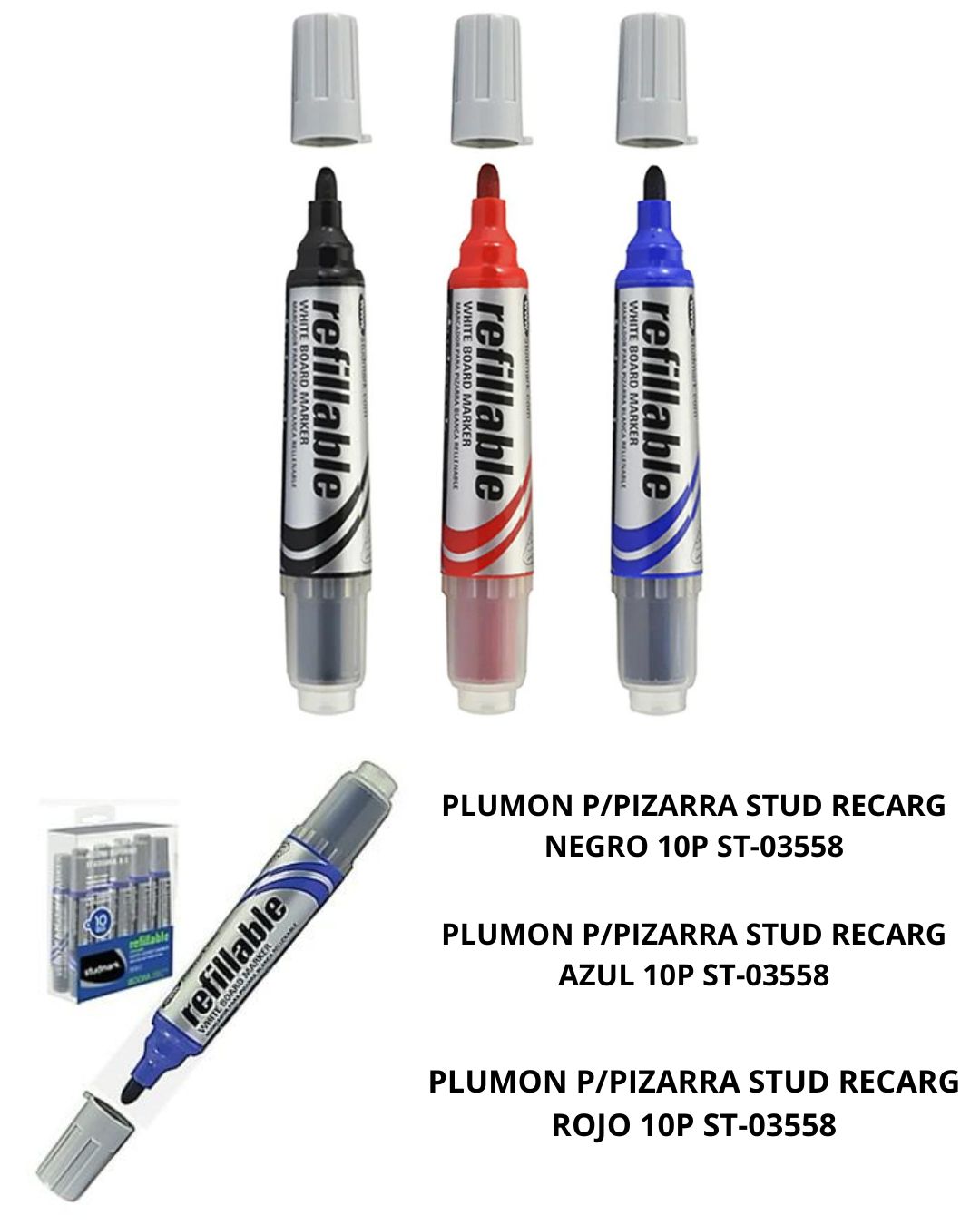 PLUMON P/PIZARRA STUD RECARG NEGRO 10P