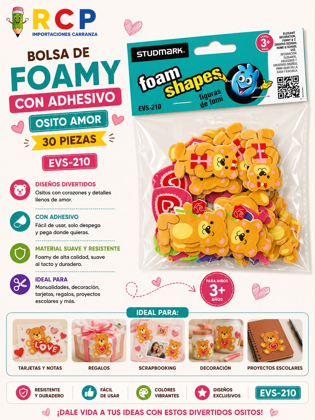 BOLSA DE FOAMY ADH/SAN VALENTIN 30PZS