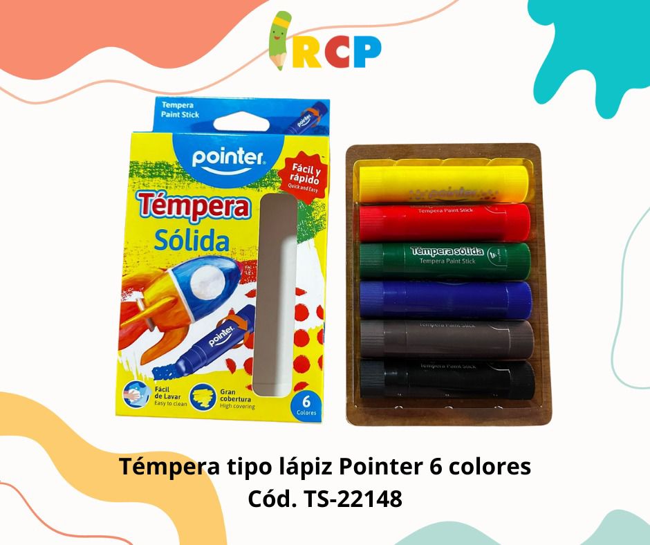 TEMPERA  TIPO/CRAYON  6 COLORES POINTER