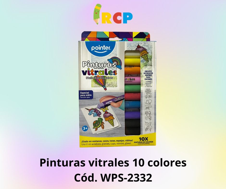 SET DE PINTURA P/VITRAL 10PZS POINTER