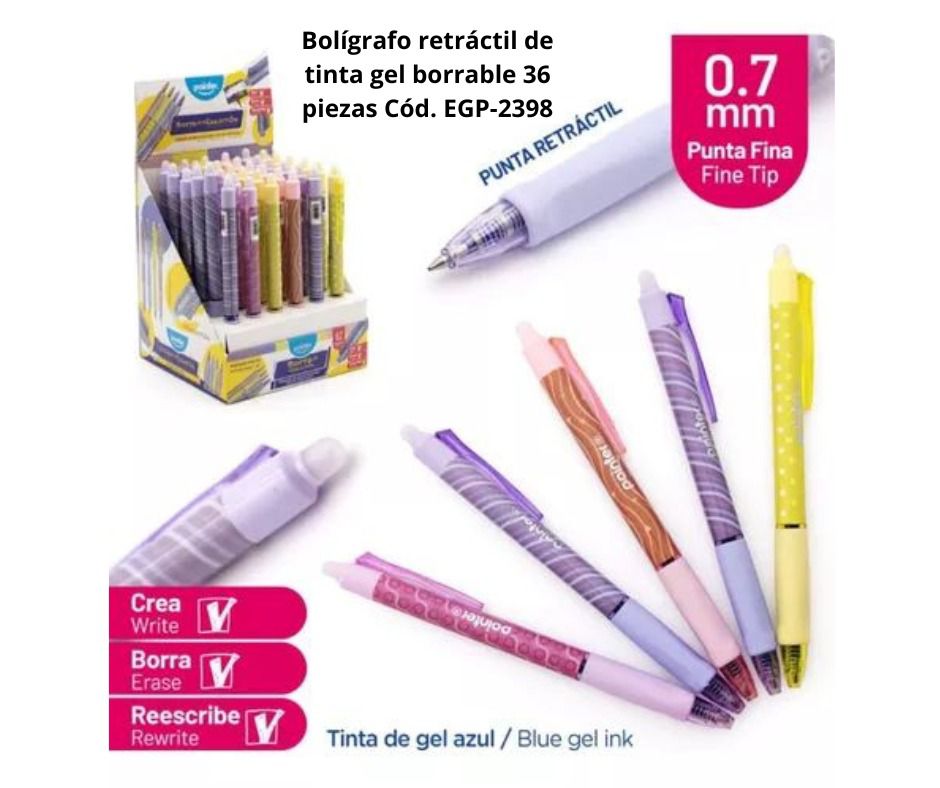 BOLIGRAFO GEL RETRATIL BORRABLE(36UNID)
