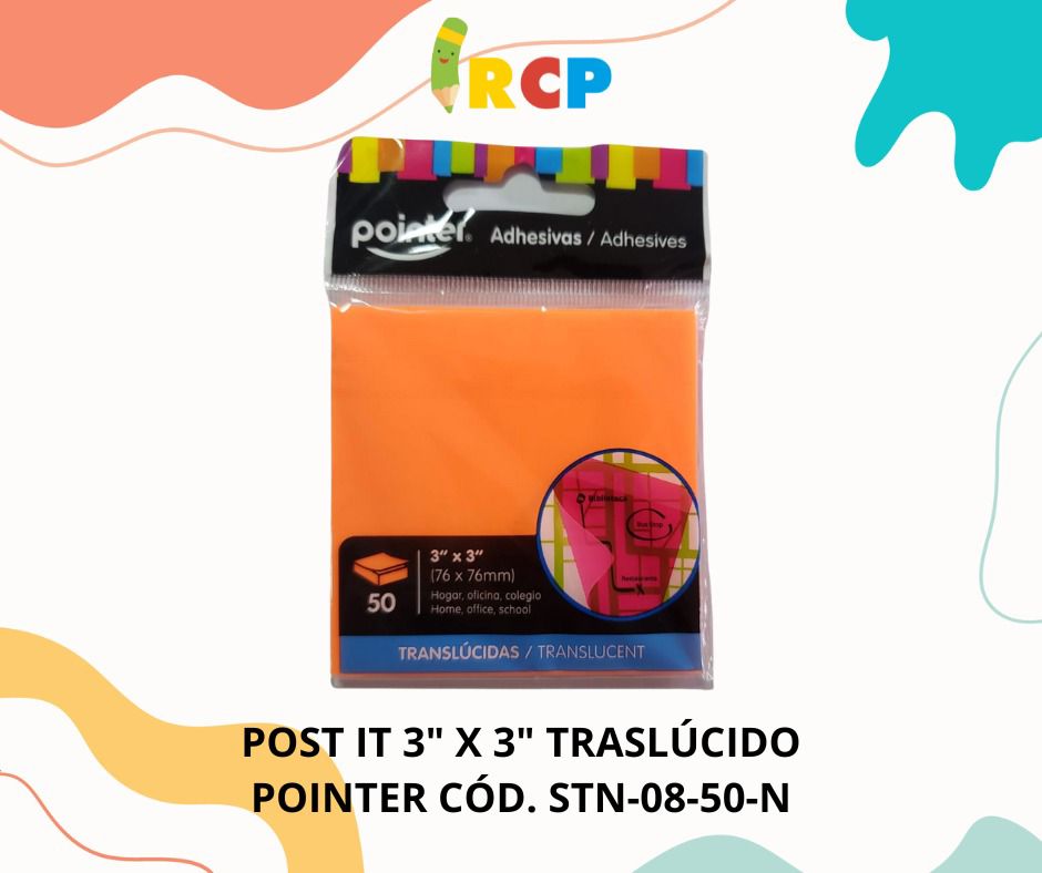POST IT 3X3 TRANSLUCIDO POINTER 50H