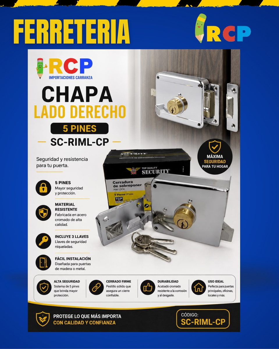 CHAPA LADO DERECHO  5 PINES  SC-RIML-CP