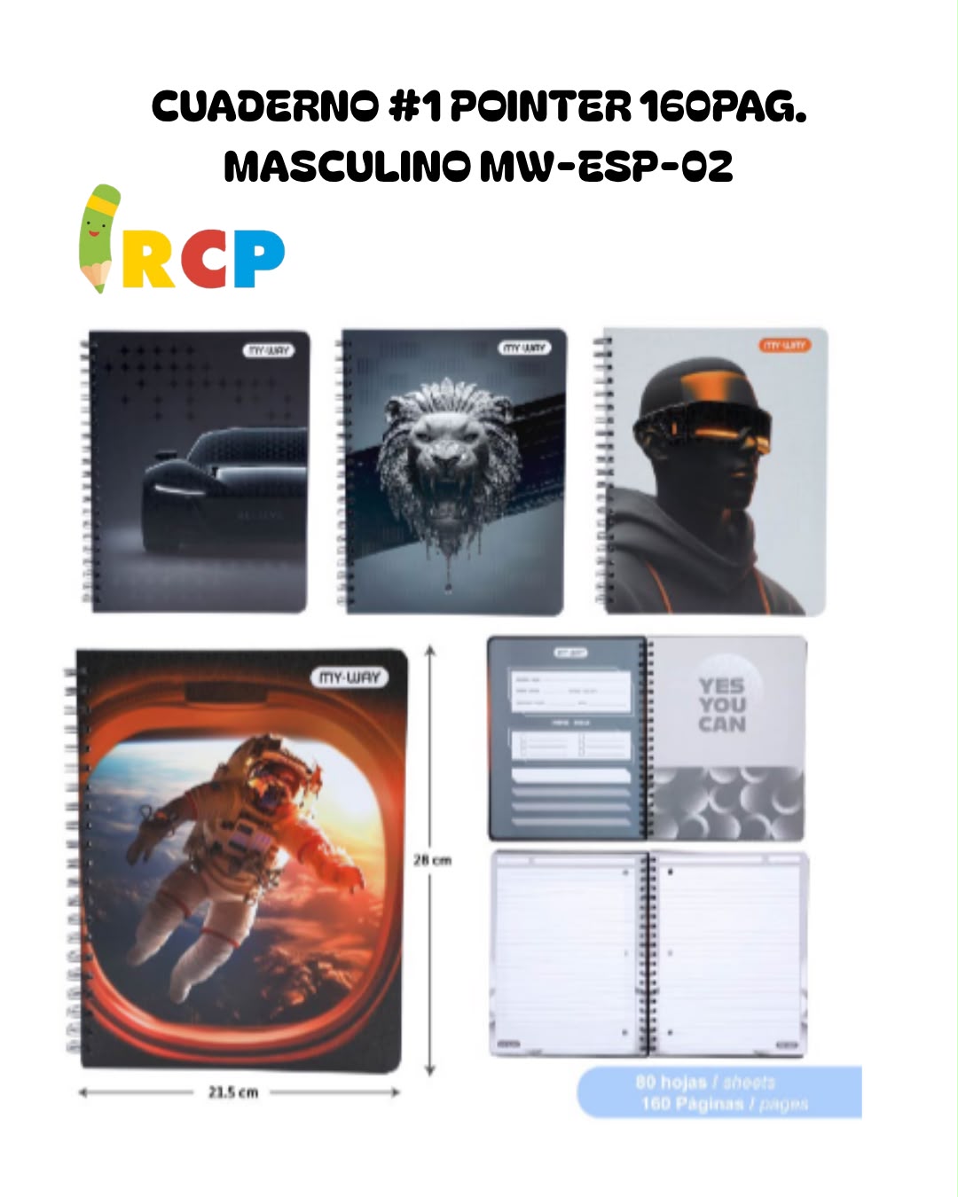 CUADERNO #1 POINTER 160PAG. MASCULINO