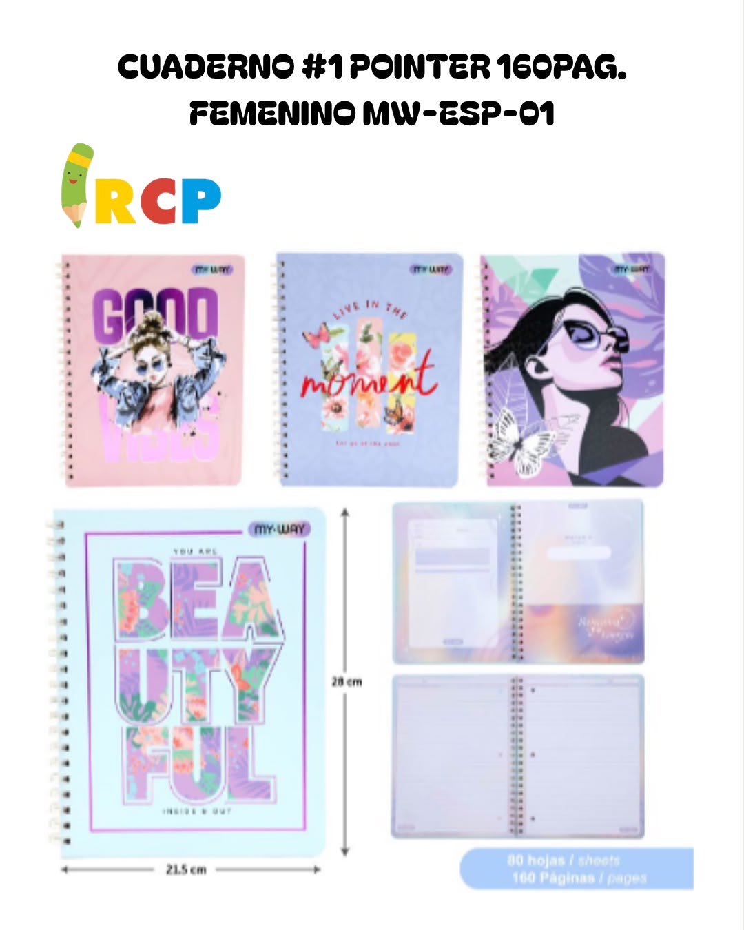 CUADERNO #1 POINTER 160PAG. FEMENINO