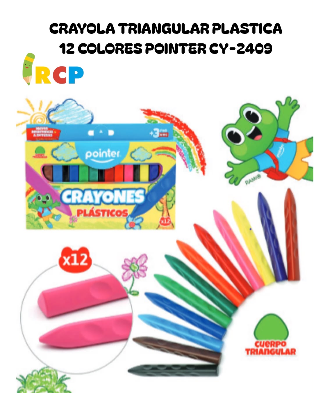 CRAYOLA DELGADA PLAST. TRIANG 12 POINTER