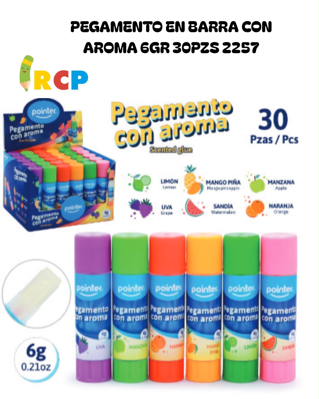 PEGAMENTO EN BARRA C/AROM 6GR 30PZS