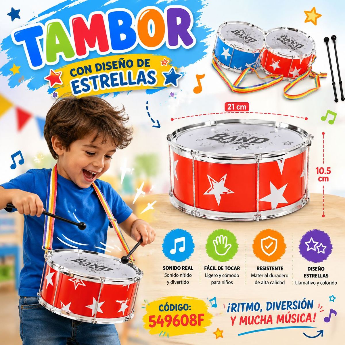 JUGUETE TAMBOR 21X10.5CM ARMABLE