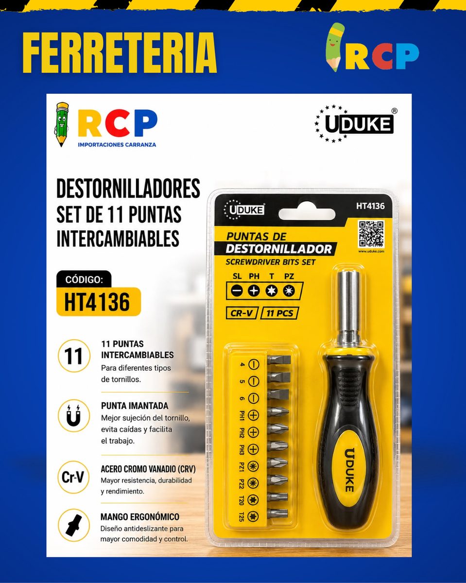 DESTORNILLADOR C/PUNTAS INTER HT4136 (11PZS)