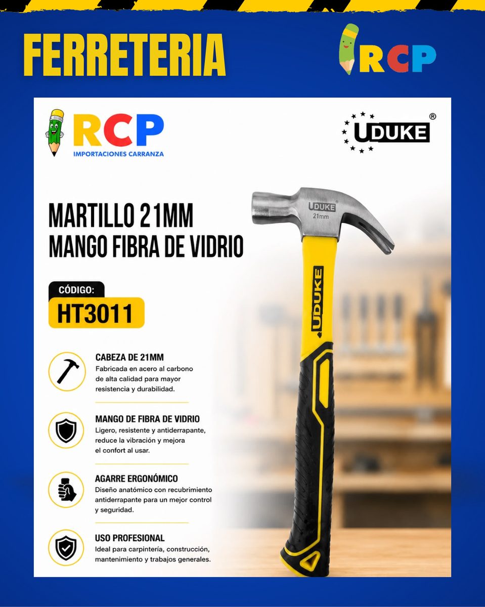 MARTILLO 21MM MANGO FIBRA DE VIDRIO UDUKE