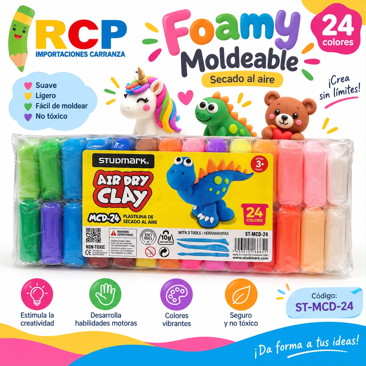 BOLSA DE FOAMY MOLDEABLE 24 COLORES