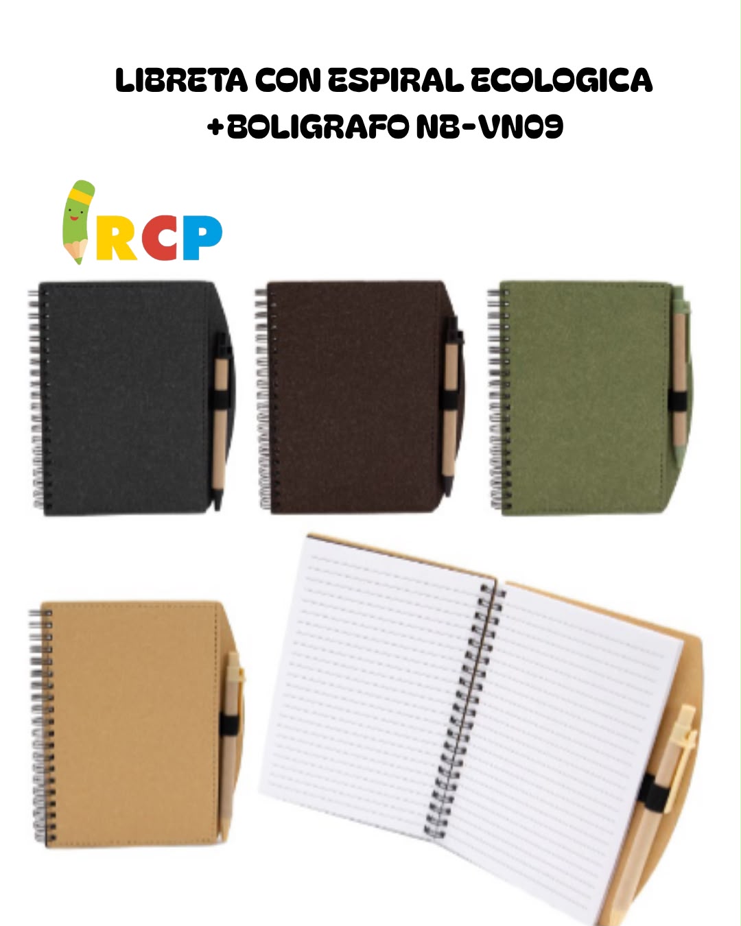 LIBRETA ESPIRAL ECOLOGICA C/BOLIGRAFO