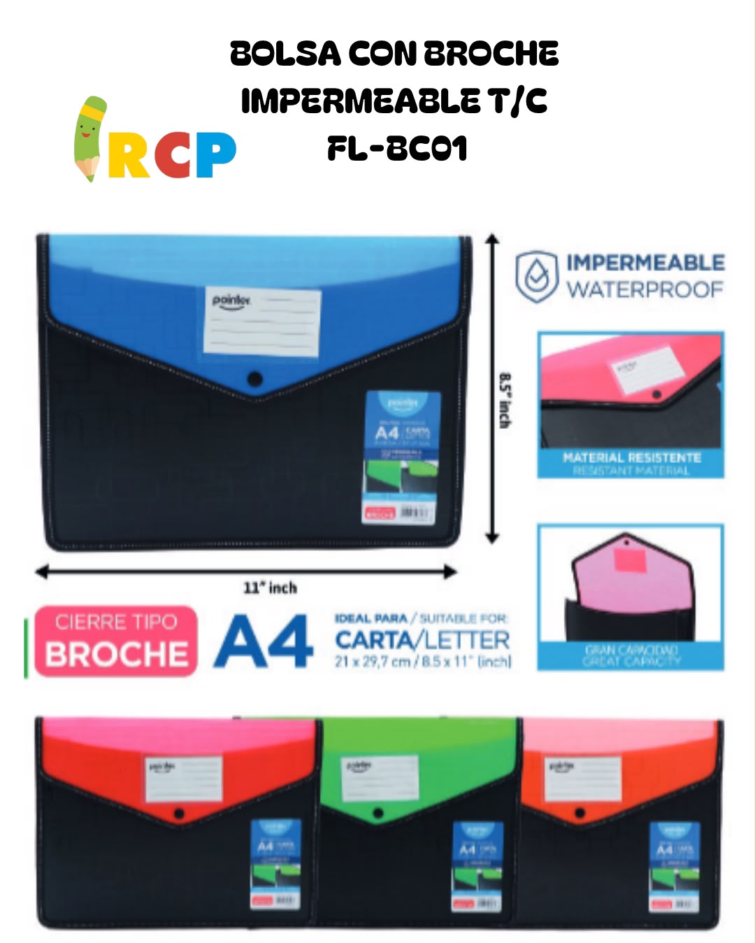BOLSA CON BROCHE IMPERMEABLE T/C