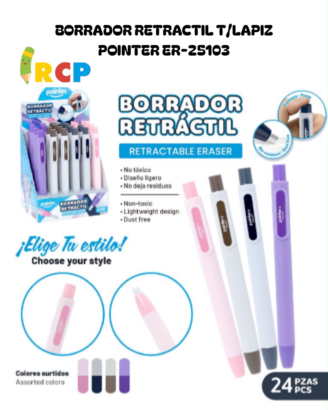 BORRADOR RETRACTIL T/LAPIZ