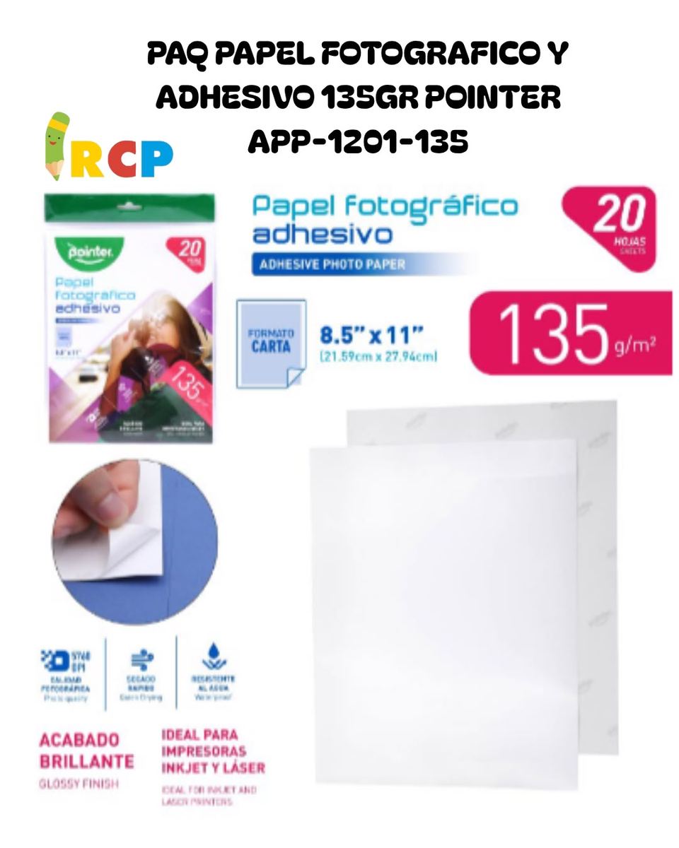 PAQ PAPEL FOTOGR/ ADH. 135GR POIN
