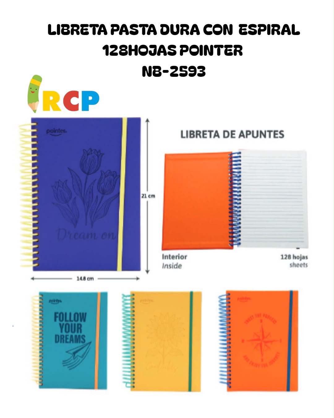 LIBRETA PASTA DURA ESPIRAL 128H POINTEER