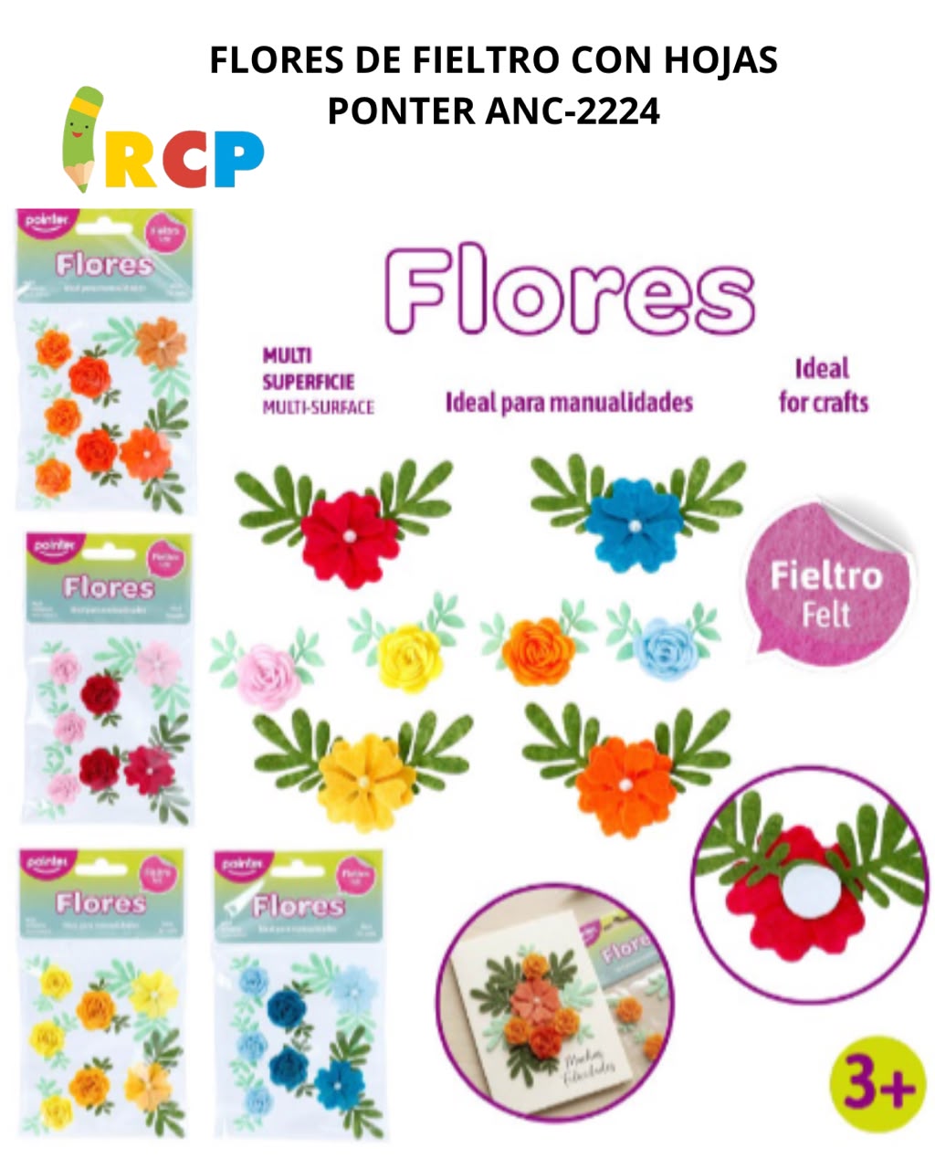 BOLSA DE FLORES DE FIELTRO C/HOJA