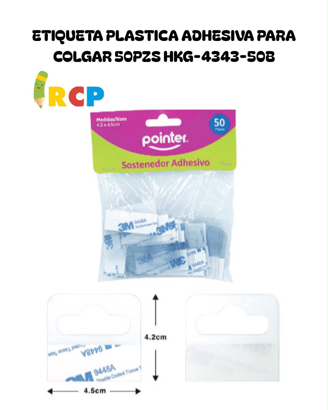 ETIQUETA PLASTICA ADH. P/COLGAR 50PZS