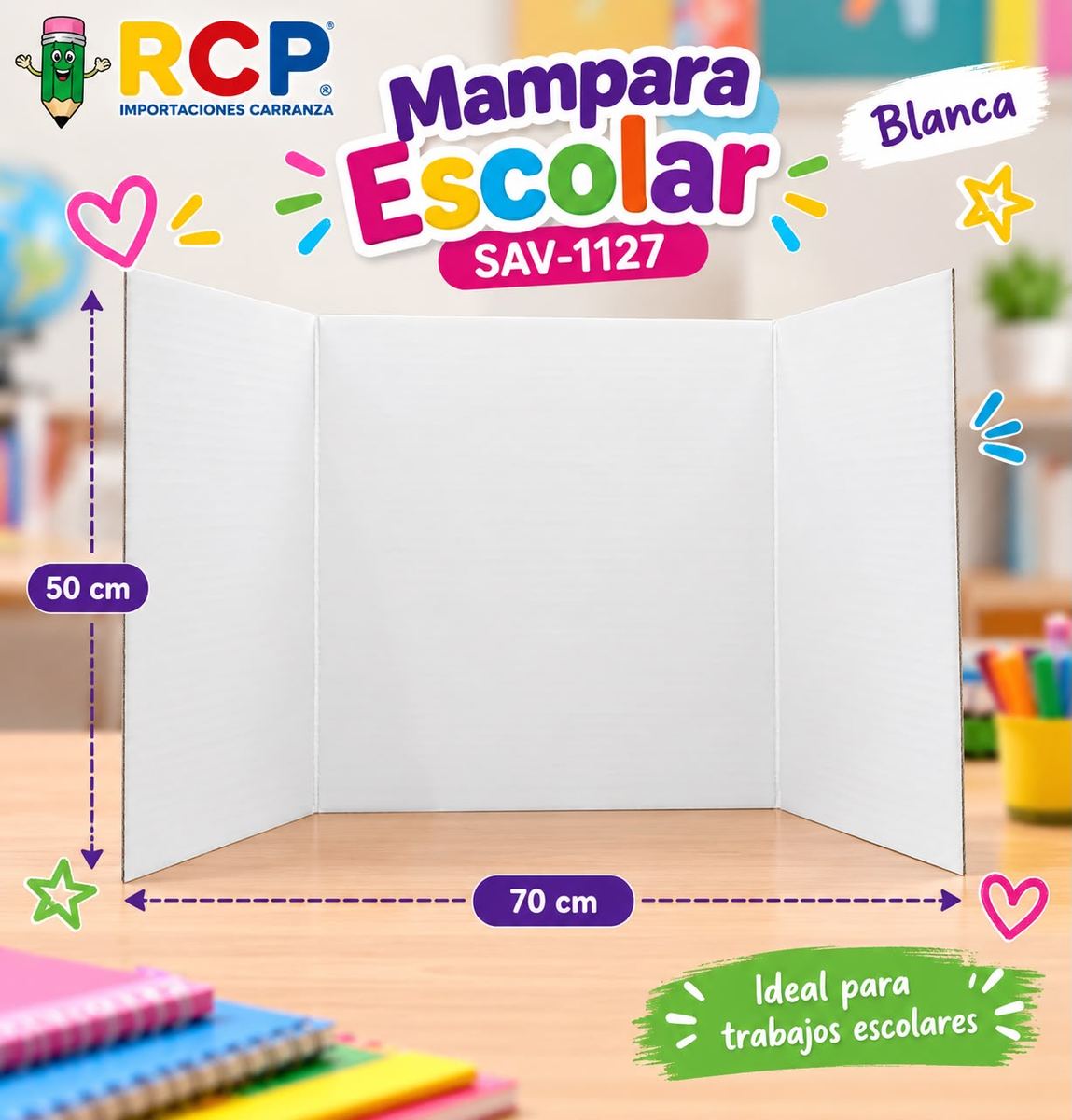 MAMPARA ESCOLAR 70X50CM